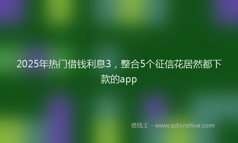 2025年热门借钱利息3，整合5个征信花居然都下款的app