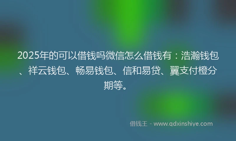 2025年的可以借钱吗微信怎么借钱有：浩瀚钱包、祥云钱包、畅易钱包、信和易贷、翼支付橙分期等。