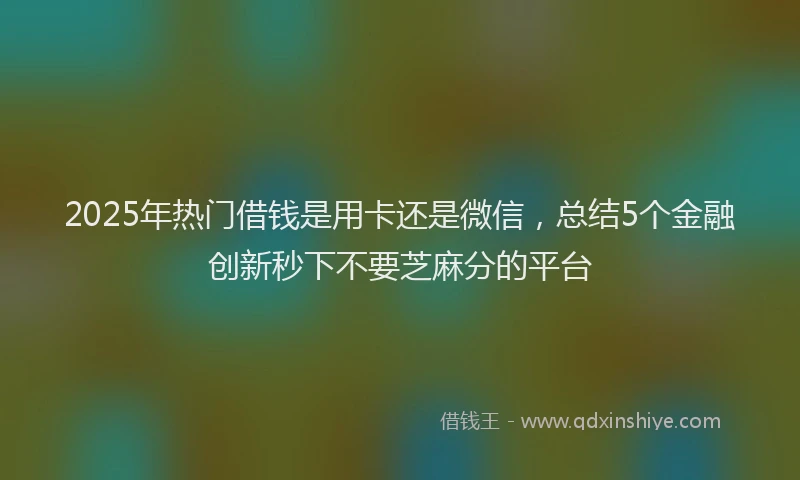 2025年热门借钱是用卡还是微信，总结5个金融创新秒下不要芝麻分的平台