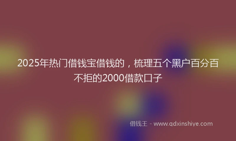 2025年热门借钱宝借钱的，梳理五个黑户百分百不拒的2000借款口子