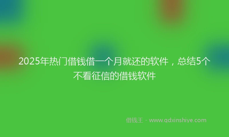 2025年热门借钱借一个月就还的软件，总结5个不看征信的借钱软件