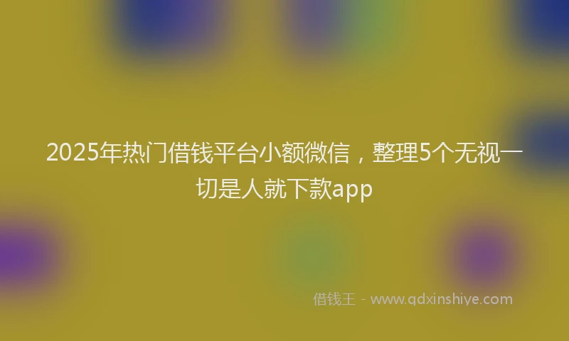 2025年热门借钱平台小额微信，整理5个无视一切是人就下款app