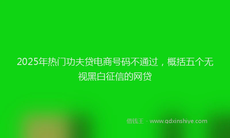 2025年热门功夫贷电商号码不通过，概括五个无视黑白征信的网贷