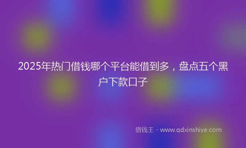 2025年热门借钱哪个平台能借到多，盘点五个黑户下款口子