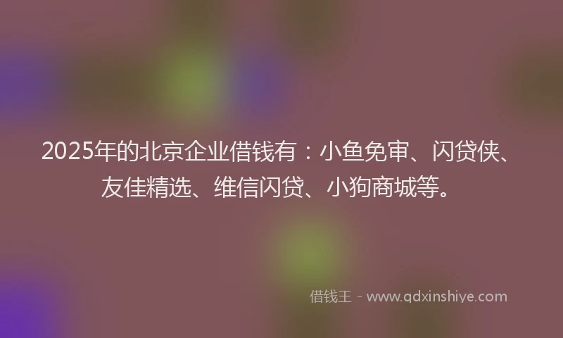 2025年的北京企业借钱有：小鱼免审、闪贷侠、友佳精选、维信闪贷、小狗商城等。