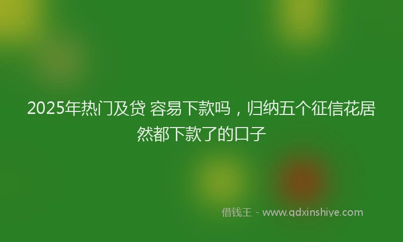 2025年热门及贷 容易下款吗，归纳五个征信花居然都下款了的口子