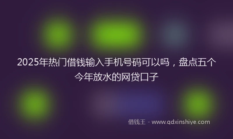 2025年热门借钱输入手机号码可以吗，盘点五个今年放水的网贷口子