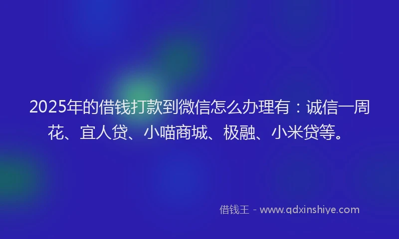 2025年的借钱打款到微信怎么办理有：诚信一周花、宜人贷、小喵商城、极融、小米贷等。