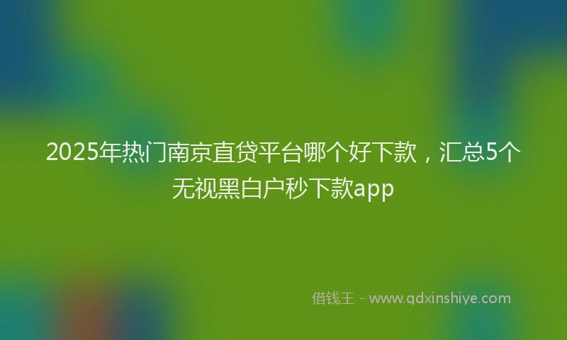 2025年热门南京直贷平台哪个好下款，汇总5个无视黑白户秒下款app