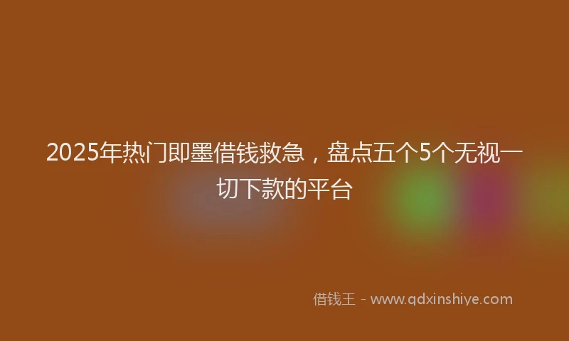 2025年热门即墨借钱救急，盘点五个5个无视一切下款的平台