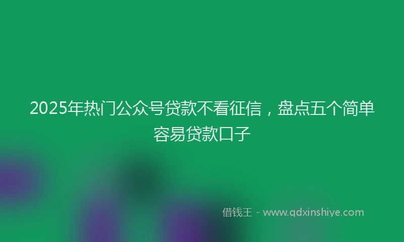 2025年热门公众号贷款不看征信，盘点五个简单容易贷款口子