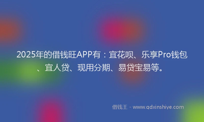 2025年的借钱旺APP有：宜花呗、乐享Pro钱包、宜人贷、现用分期、易贷宝易等。