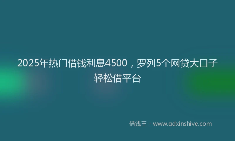 2025年热门借钱利息4500，罗列5个网贷大口子轻松借平台