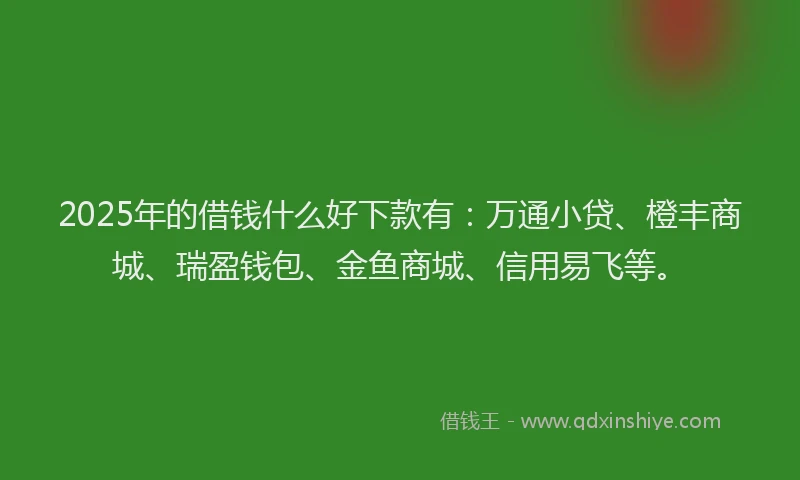 2025年的借钱什么好下款有：万通小贷、橙丰商城、瑞盈钱包、金鱼商城、信用易飞等。