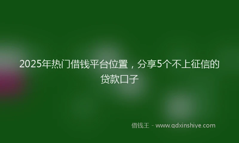2025年热门借钱平台位置，分享5个不上征信的贷款口子