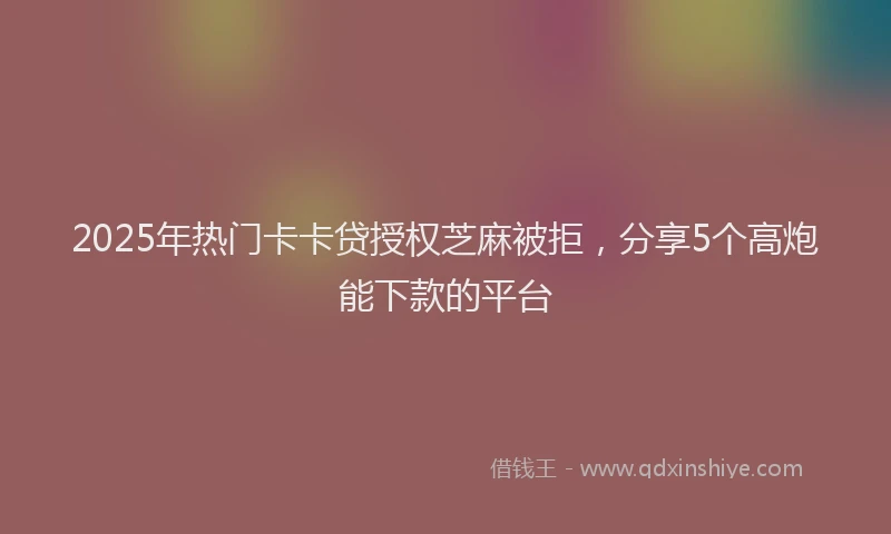 2025年热门卡卡贷授权芝麻被拒，分享5个高炮能下款的平台