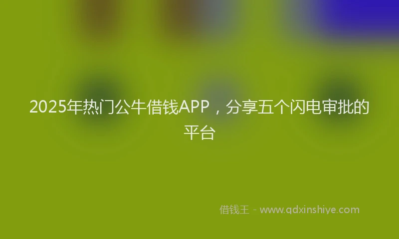 2025年热门公牛借钱APP，分享五个闪电审批的平台
