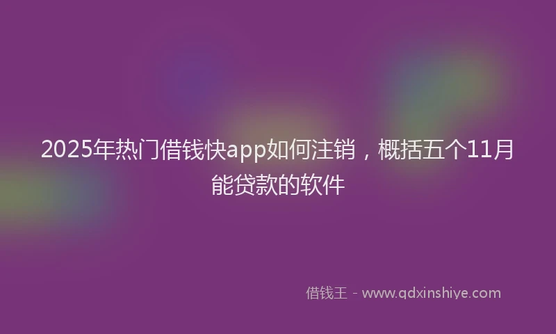 2025年热门借钱快app如何注销，概括五个11月能贷款的软件