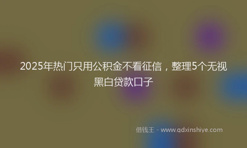 2025年热门只用公积金不看征信，整理5个无视黑白贷款口子