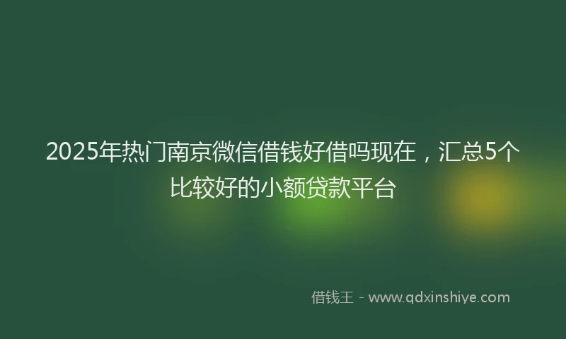 2025年热门南京微信借钱好借吗现在，汇总5个比较好的小额贷款平台