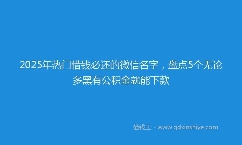 2025年热门借钱必还的微信名字，盘点5个无论多黑有公积金就能下款