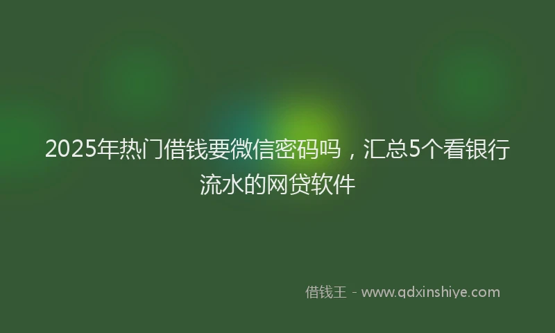 2025年热门借钱要微信密码吗，汇总5个看银行流水的网贷软件