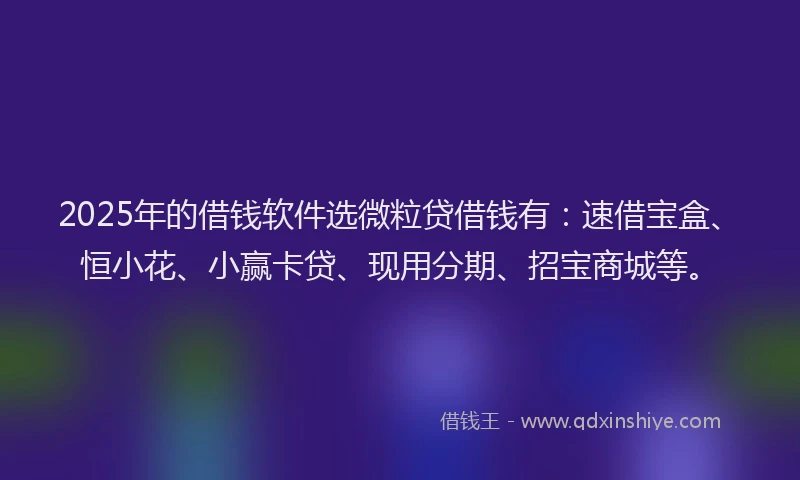 2025年的借钱软件选微粒贷借钱有：速借宝盒、恒小花、小赢卡贷、现用分期、招宝商城等。
