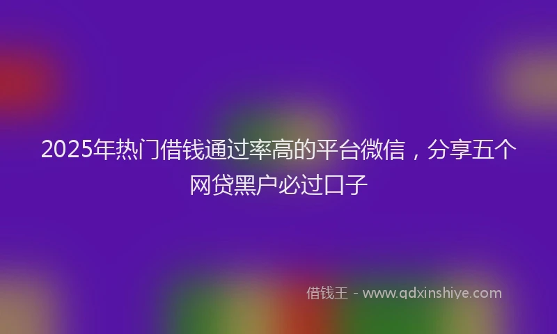 2025年热门借钱通过率高的平台微信，分享五个网贷黑户必过口子