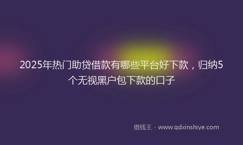 2025年热门助贷借款有哪些平台好下款，归纳5个无视黑户包下款的口子