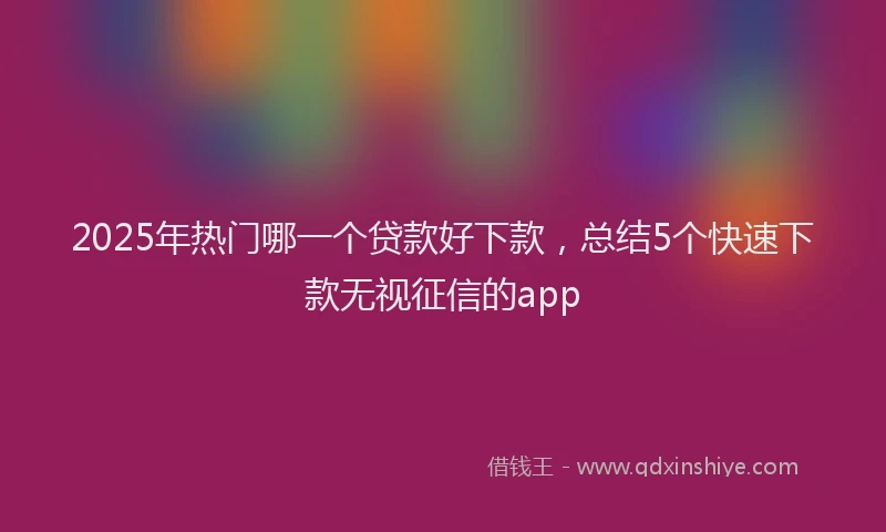 2025年热门哪一个贷款好下款，总结5个快速下款无视征信的app