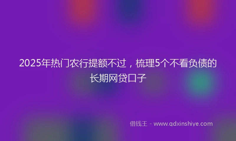 2025年热门农行提额不过，梳理5个不看负债的长期网贷口子