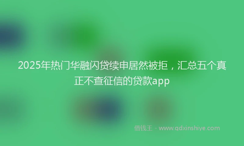 2025年热门华融闪贷续申居然被拒，汇总五个真正不查征信的贷款app