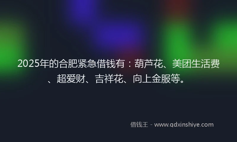 2025年的合肥紧急借钱有：葫芦花、美团生活费、超爱财、吉祥花、向上金服等。
