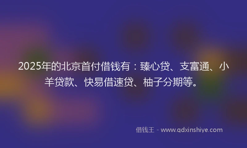 2025年的北京首付借钱有：臻心贷、支富通、小羊贷款、快易借速贷、柚子分期等。
