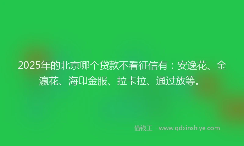 2025年的北京哪个贷款不看征信有：安逸花、金瀛花、海印金服、拉卡拉、通过放等。