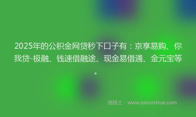 2025年的公积金网贷秒下口子有：京享易购、你我贷-极融、钱速借融途、现金易借通、金元宝等。