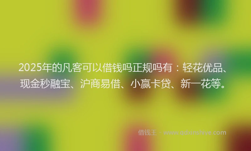 2025年的凡客可以借钱吗正规吗有：轻花优品、现金秒融宝、沪商易借、小赢卡贷、新一花等。