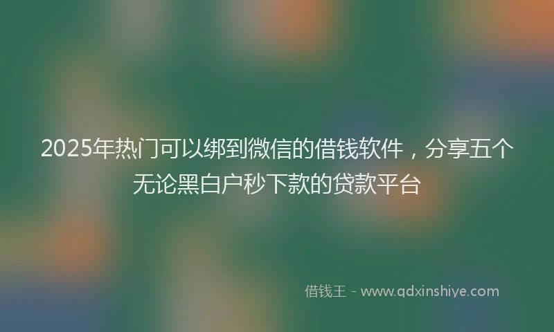 2025年热门可以绑到微信的借钱软件，分享五个无论黑白户秒下款的贷款平台