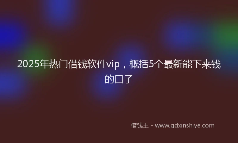 2025年热门借钱软件vip，概括5个最新能下来钱的口子
