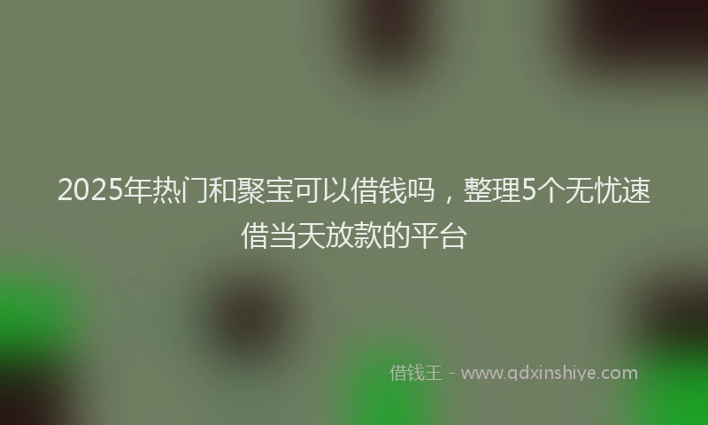 2025年热门和聚宝可以借钱吗，整理5个无忧速借当天放款的平台