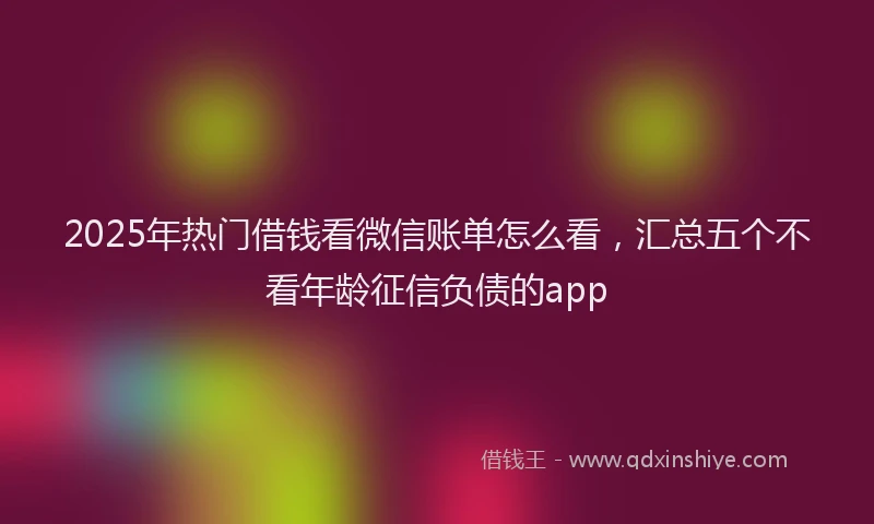 2025年热门借钱看微信账单怎么看，汇总五个不看年龄征信负债的app