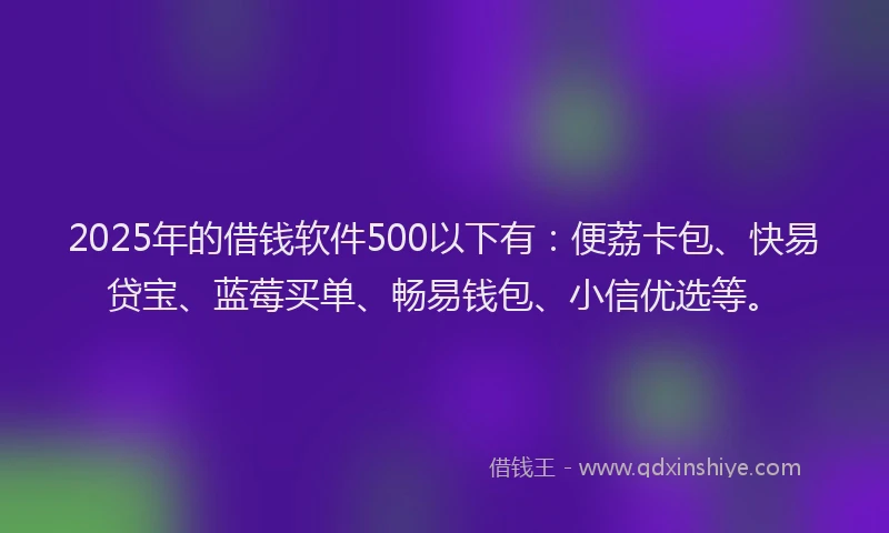 2025年的借钱软件500以下有：便荔卡包、快易贷宝、蓝莓买单、畅易钱包、小信优选等。