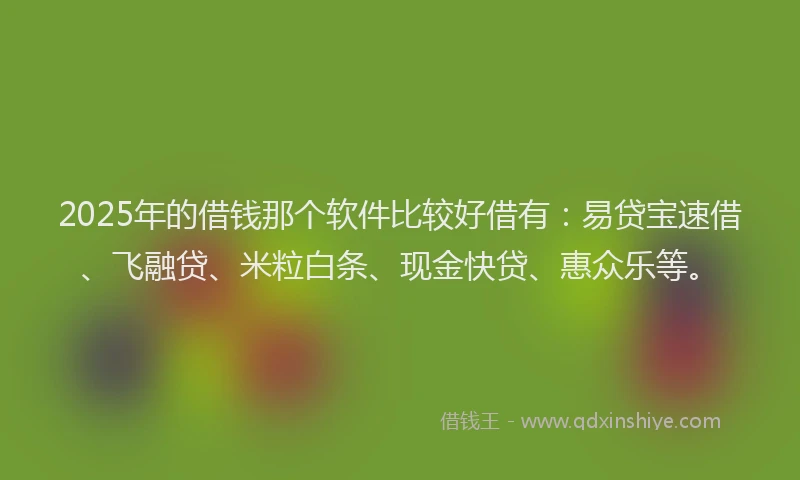 2025年的借钱那个软件比较好借有：易贷宝速借、飞融贷、米粒白条、现金快贷、惠众乐等。