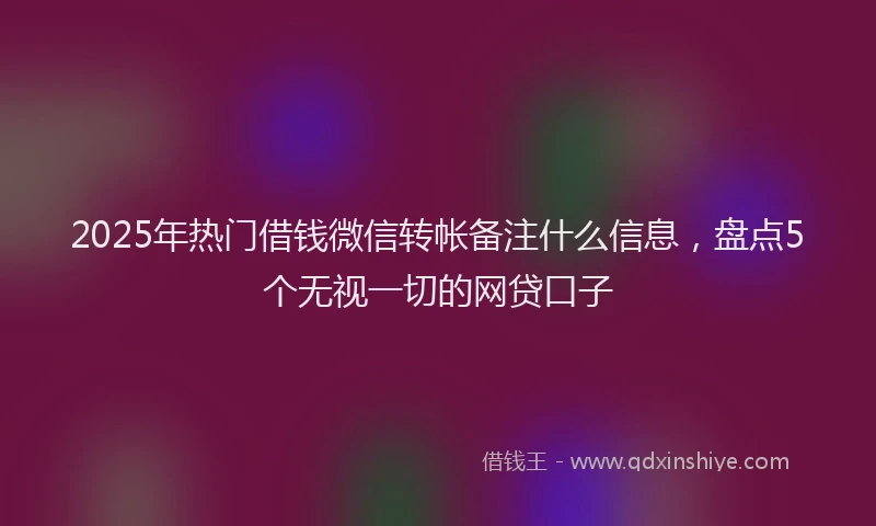 2025年热门借钱微信转帐备注什么信息，盘点5个无视一切的网贷口子