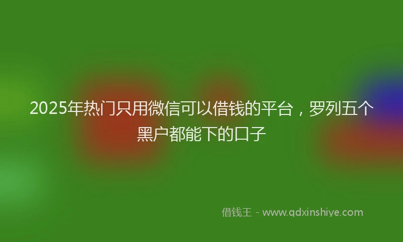 2025年热门只用微信可以借钱的平台，罗列五个黑户都能下的口子