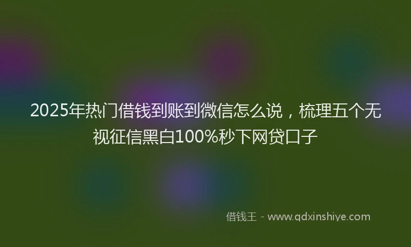 2025年热门借钱到账到微信怎么说，梳理五个无视征信黑白100%秒下网贷口子