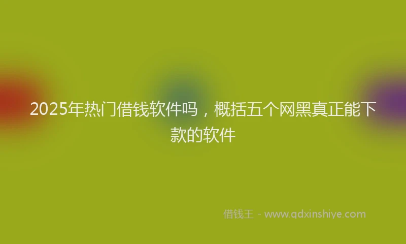 2025年热门借钱软件吗，概括五个网黑真正能下款的软件