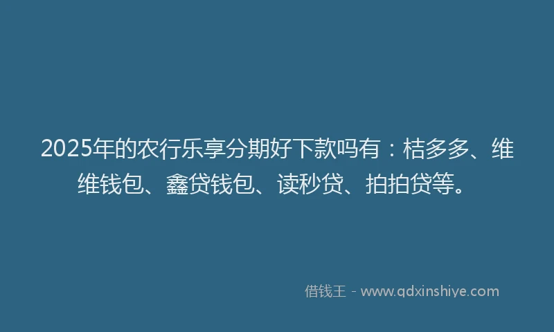 2025年的农行乐享分期好下款吗有：桔多多、维维钱包、鑫贷钱包、读秒贷、拍拍贷等。