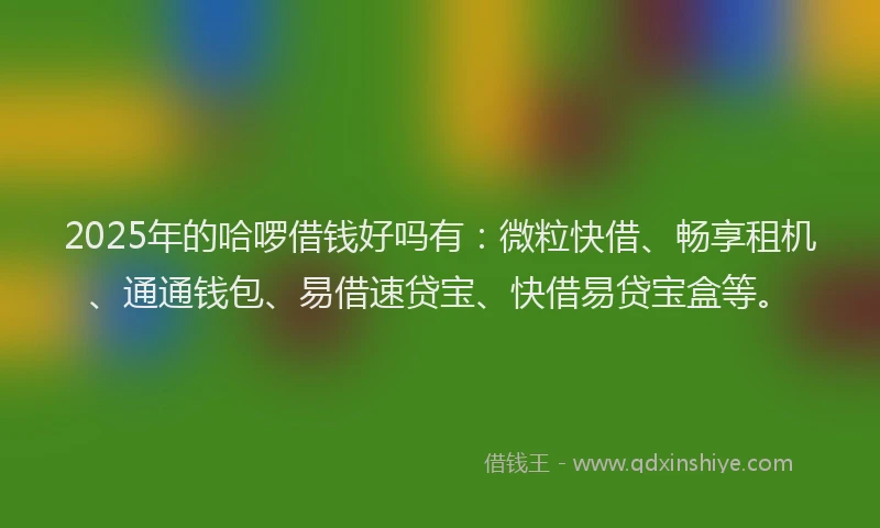 2025年的哈啰借钱好吗有：微粒快借、畅享租机、通通钱包、易借速贷宝、快借易贷宝盒等。