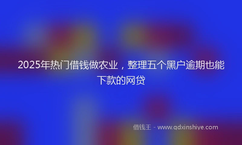 2025年热门借钱做农业，整理五个黑户逾期也能下款的网贷